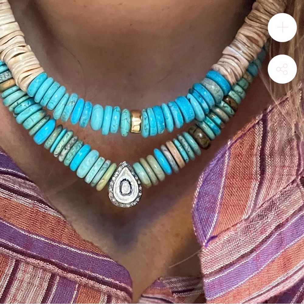 L’ atelier De Liora Polki Diamond Turquoise Necklace - Picture 10 of 13